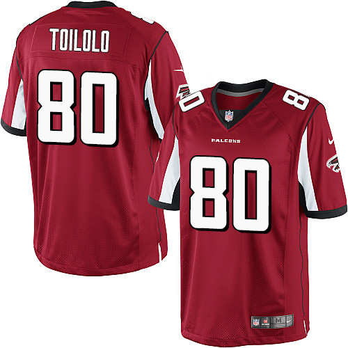 Men's Limited Levine Toilolo Nike Jersey Red Home - #80 NFL Atlanta Falcons